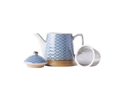 Tekanna för teinfusion INDIGO WAVE DESIGN 400 ml, blå, keramik, MIJ