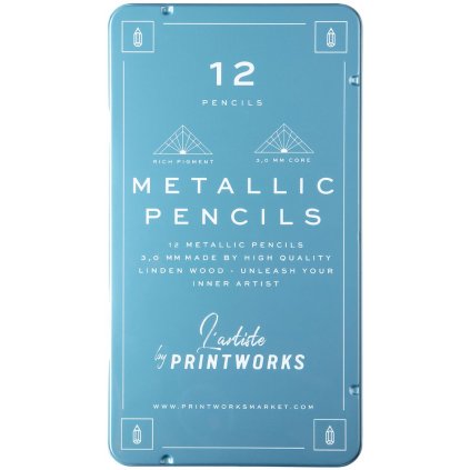 Set med pennor PRINTWORKS METALLIC, 12 st, Printworks