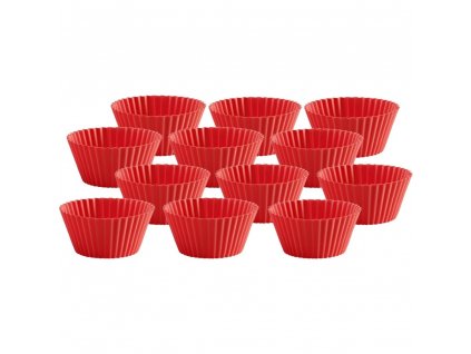 Enkel muffinspanna, set i 12 delar, 75 ml, silikon, röd, Lékué