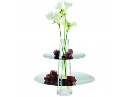 Etagere och vas FONTAINE 25 cm, silver, Philippi