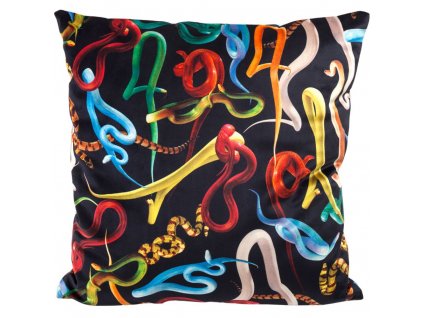 Kudde TOILETPAPER SNAKES 50 x 50 cm, svart, Seletti