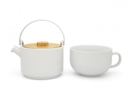 Tekanna UMEA TEA FOR ONE 500 ml, med tekopp, vit, Bredemeijer