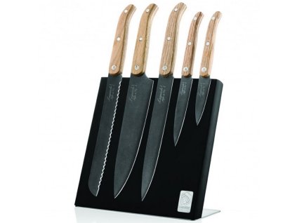 Knivset, 6 st med magnetstativ INNOVATION, ek, Laguiole