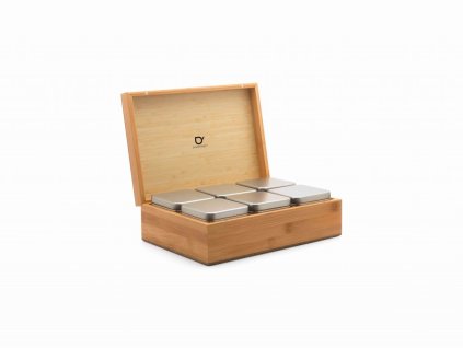 Teförvaring, 6 burkar, bambu, Bredemeijer