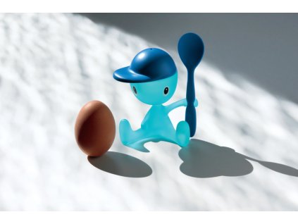 Äggkopp CICO, med sked, blå, Alessi