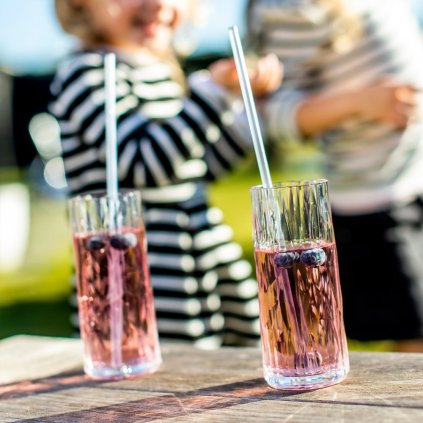 Sugrör CHEERS, set i 8 delar, med borste, kristallklar, Koziol