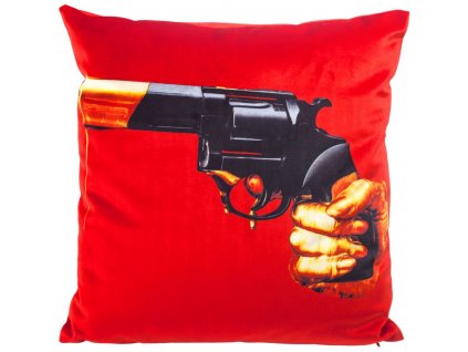 Kudde TOILETPAPER REVOLVER 50 x 50 cm, röd, Seletti