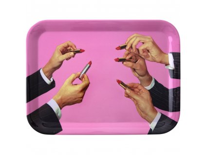 Serveringsbricka TOILETPAPER LIPSTICKS 32 x 43,5 cm, rosa, Seletti