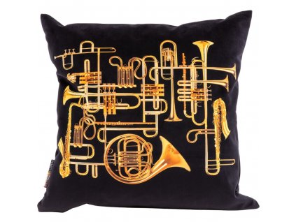 Kudde TOILETPAPER TRUMPETS 50 x 50 cm, svart, Seletti