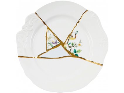 Middagstallrik KINTSUGI 2 27,5 cm, vit, Seletti