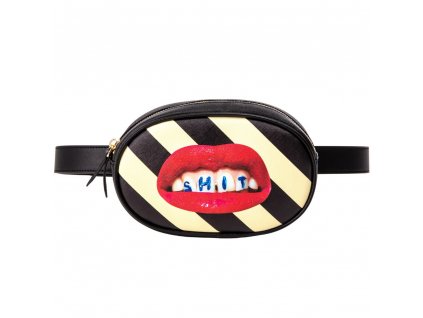 Magväska TOILETPAPER STRIPES SHIT 19 x 12 cm, svart, Seletti