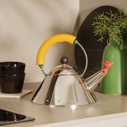 Vattenkokare för spihäll 9093 1 l, silver / gul, Alessi