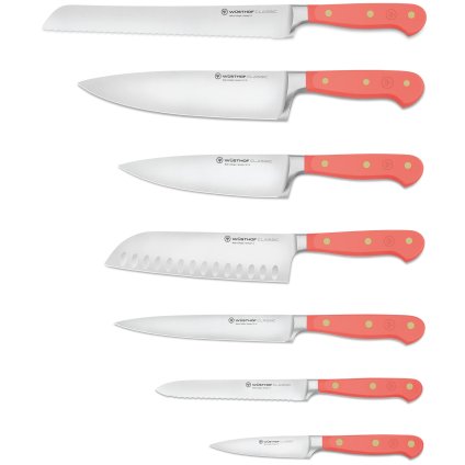 Knivar i block CLASSIC COLOUR , set i 8, korallpersika, Wüsthof
