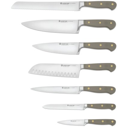 Knivar i block CLASSIC COLOUR , set i 8, velvet oyster, Wüsthof