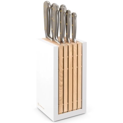 Knivar i block CLASSIC COLOUR , set i 8, velvet oyster, Wüsthof