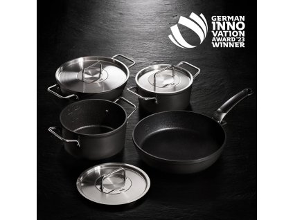 Låg gryta ADAMANT 24 cm, svart, aluminium, Fissler