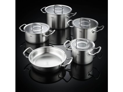 Låg gryta ORIGINAL PROFI 24 cm, silver, rostfritt stål, Fissler