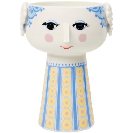 Vas EVA 18 cm, blå, keramik, Bjørn Wiinblad
