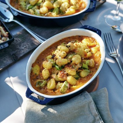 Bakform 23 cm, blå, keramik, Staub