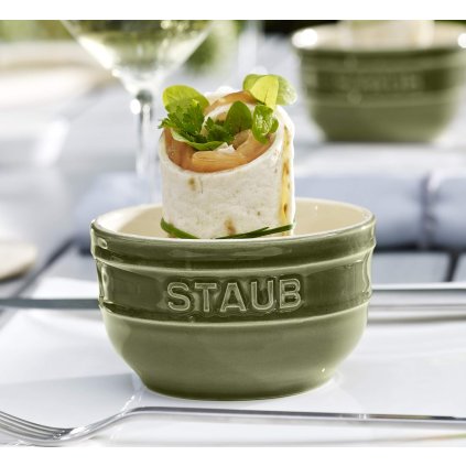 Ramekin 9 cm, set i 2, grön, keramik, Staub