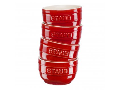 Ramekin 9 cm, set i 4, röd, keramik, Staub