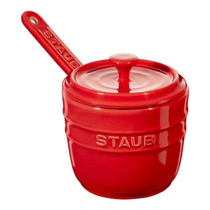 Sockerskål 250 ml, röd, keramik, Staub