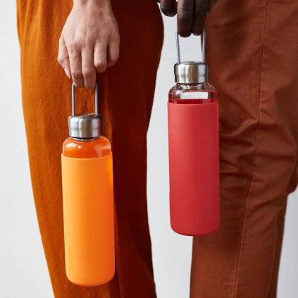 Vattenflaska 600 ml, orange, glas, Black+Blum