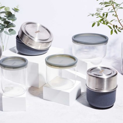 Lunchlåda 450 ml, grå, glas, Black+Blum