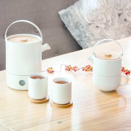Temugg UMEA 200 ml, set i 2 delar, vit, keramik, Bredemeijer