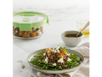 Matförvaringsbehållare 950 ml, rund, glas, Lékué