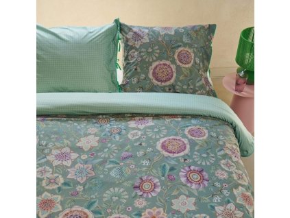 Enkelt påslakanset VIVA LAS FLORES 140 x 200 cm, grön, bomulls-percale, Pip Studio