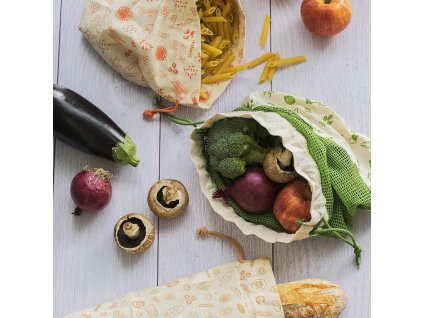 Återanvändbar matförvaringspåse NBA177, set i 3 delar, bomull, Pebbly