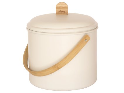 Kompost NBA167 7 l, creme, stål / bambu, Pebby