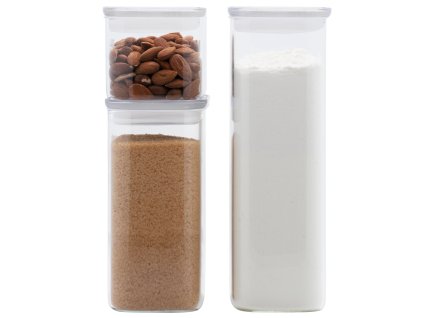 Köksförvaringsburk PKV-067, set i 3 delar, glas, Pebbly