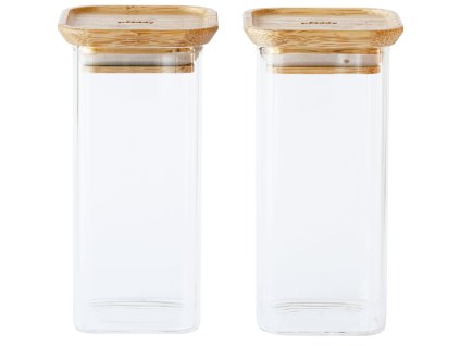 Köksförvaringsburk PKV-048 320 ml, set i 2 delar, glas / bambu, Pebbly