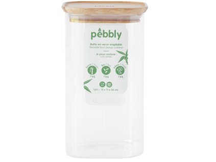 Köksförvaringsburk PKV-006 1,4 l, glas / bambu, Pebbly