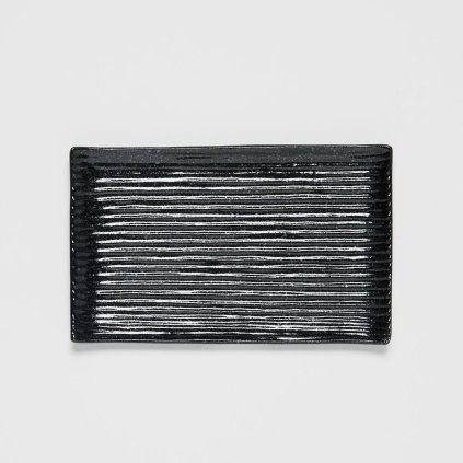 Serveringsfat CONTOUR 24 x 15 cm, svart, keramik, MIJ