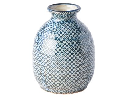 Sakeflaska SHIBORI, blå, keramik, MIJ