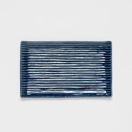 Serveringsfat CONTOUR 24 x 15 cm, blå, keramik, MIJ