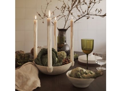 Hållare för middagsljus BOWL 27 cm, sand, stengods, fast LIVING