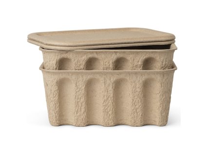 Förvaringsbehållare PAPER PULP 28 x 12,5 cm, set i 2 delar, brun, papper, fast LIVING