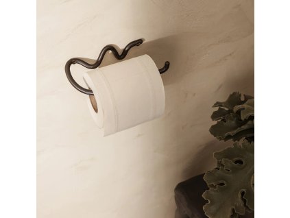 Toalettpappershållare KRUVNING 15 cm, svart, mässing, fast LIVING