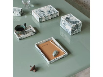 Förvaringsbehållare MIST 10 x 7,5 cm, vit / grön, harts, fast LIVING