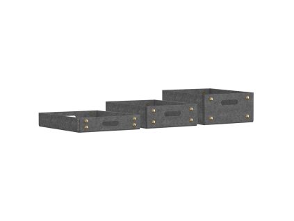 Skrivbordsarrangör TRAY, set i 3 delar, mörk grå, filt, Umage