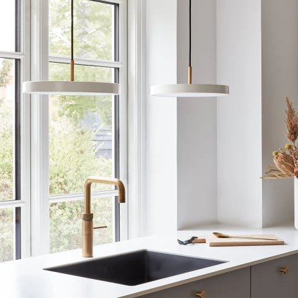 Hängande lampa ASTERIA 31 cm, vit / guld, aluminum, Umage