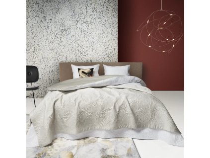 Överkast DODO PAVONE 260 x 260 cm, elfenben, bomullssatin, Moooi