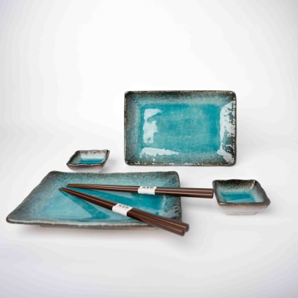 Sushiset SKY BLUE, set i 6 delar, blå, keramik, MIJ