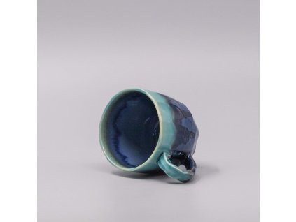 Mugg COBALT & TEAL DRIP 250 ml, blå, keramik, MIJ