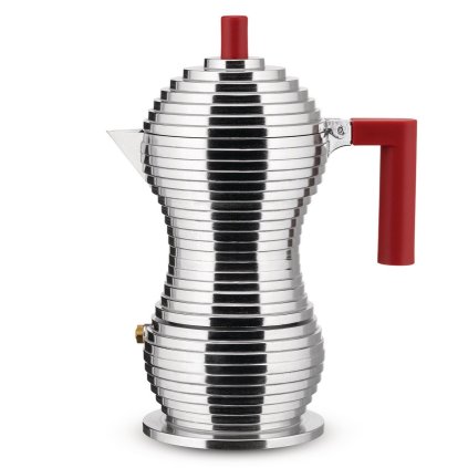 218870 moka kavovar pulcina 150 ml na indukci cervena rukojet alessi