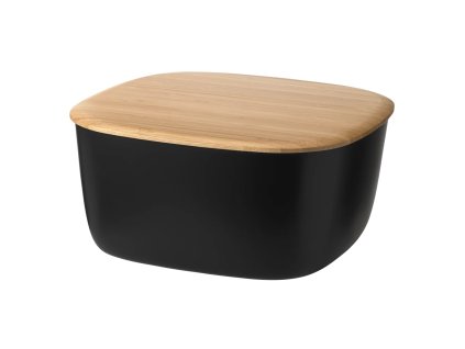 Brödburk BOX-IT 23 cm, svart, plast / bambu, RIG-TIG